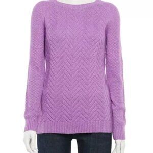 SONOMA Lattice Front Raglan Crewneck Sweater Lilac Purple White Knit XXL SHRUNK?